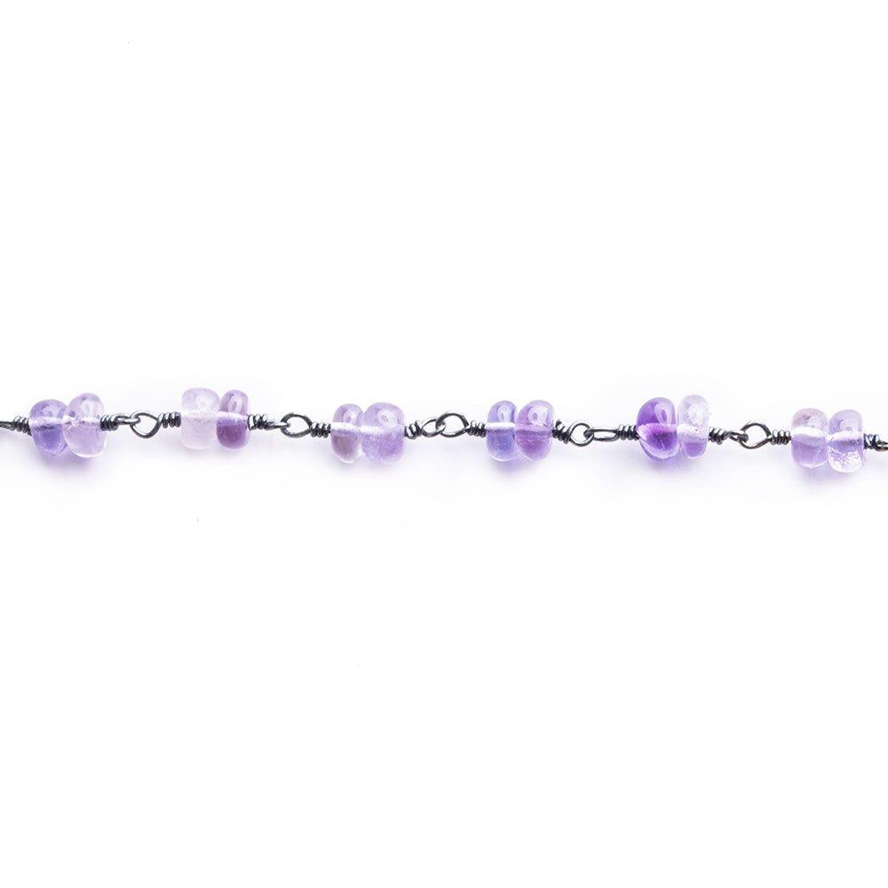 4.5mm-5mm Amethyst Double Plain Rondelle Black Gold Chain by the Foot 54 pieces - The Bead Traders