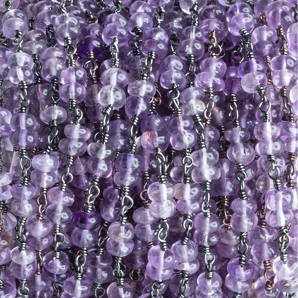 4.5mm-5mm Amethyst Double Plain Rondelle Black Gold Chain by the Foot 54 pieces