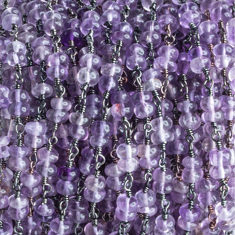 4.5mm-5mm Amethyst Double Plain Rondelle Black Gold Chain by the Foot 54 pieces - The Bead Traders