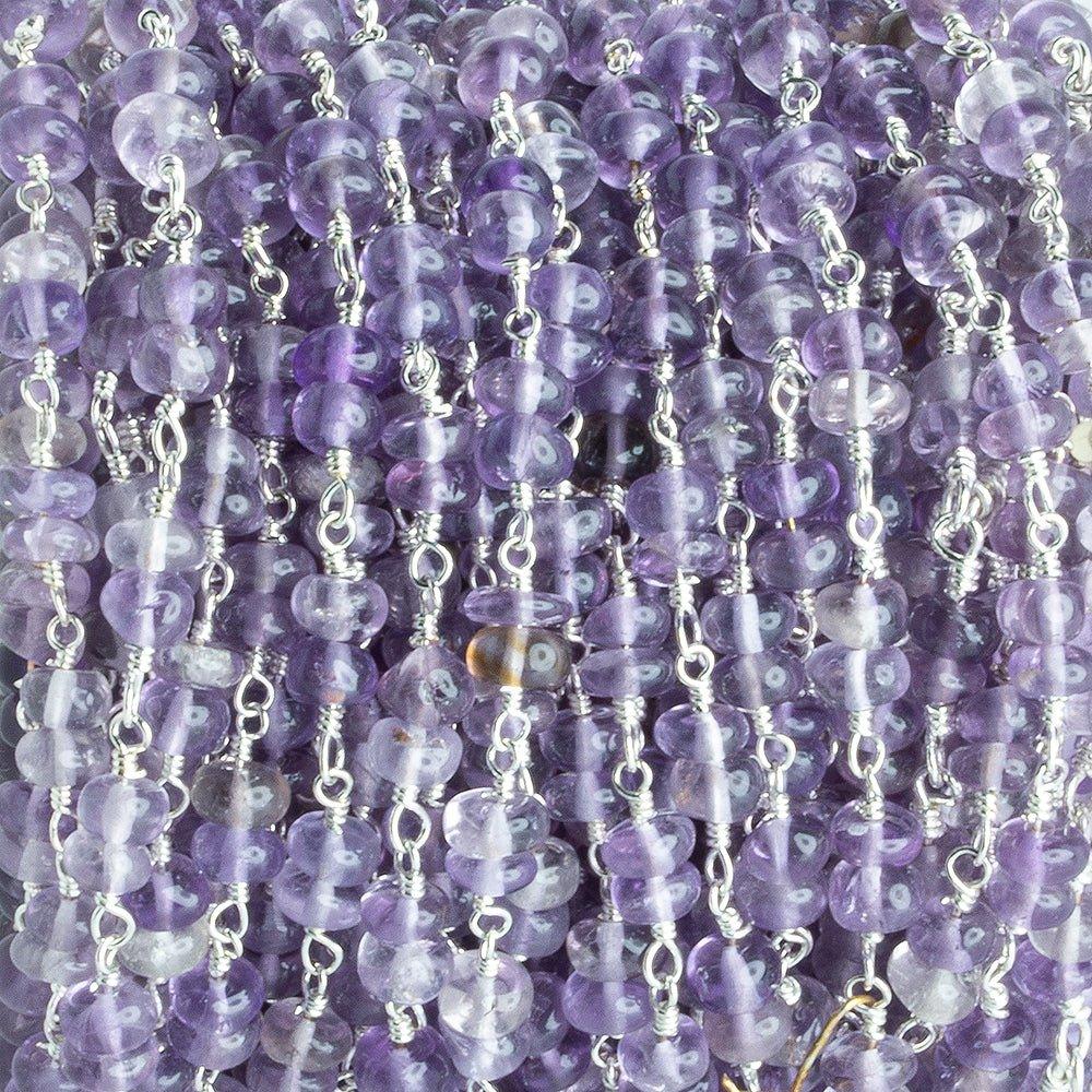 4.5mm-5mm Amethyst Double Rondelle Silver Chain by the Foot 50 pieces - The Bead Traders