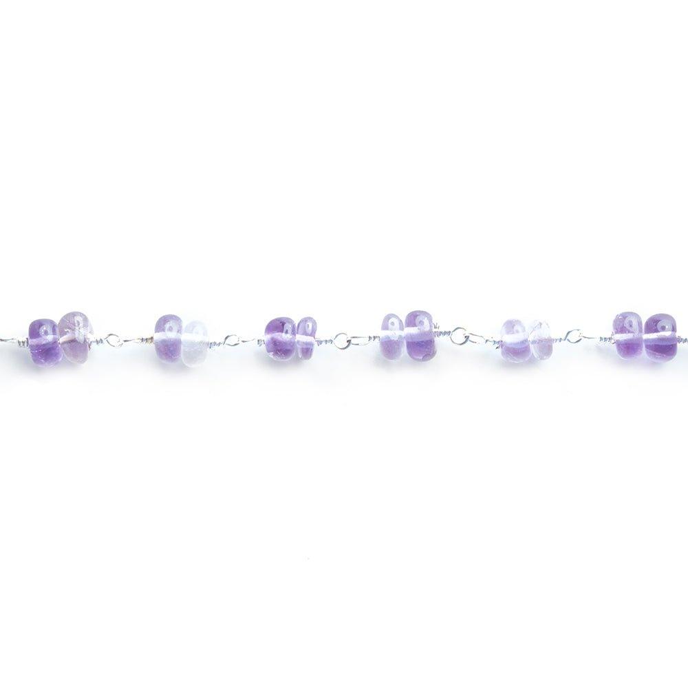 4.5mm-5mm Amethyst Double Rondelle Silver Chain by the Foot 50 pieces - The Bead Traders