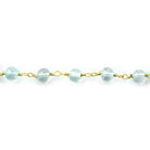 4.5mm-5mm Dyed Blue Quartz Plain Rounds Gold plated Chain by the foot 29 pieces - The Bead Traders