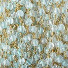 4.5mm-5mm Dyed Blue Quartz Plain Rounds Gold plated Chain by the foot 29 pieces - The Bead Traders