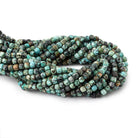 4.5mm African Turquoise Micro Faceted Cube Beads 12 inch 68 pieces - The Bead Traders