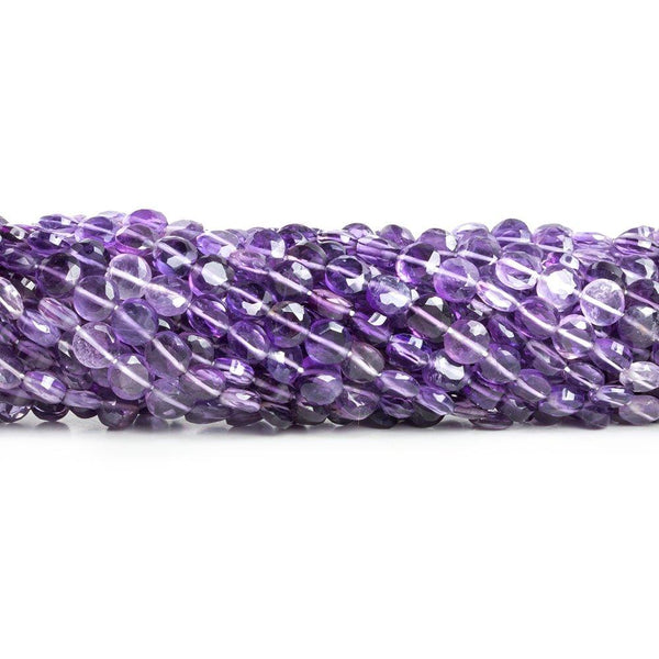 4.5mm Amethyst Faceted Coin Beads 14 inch 70 pieces