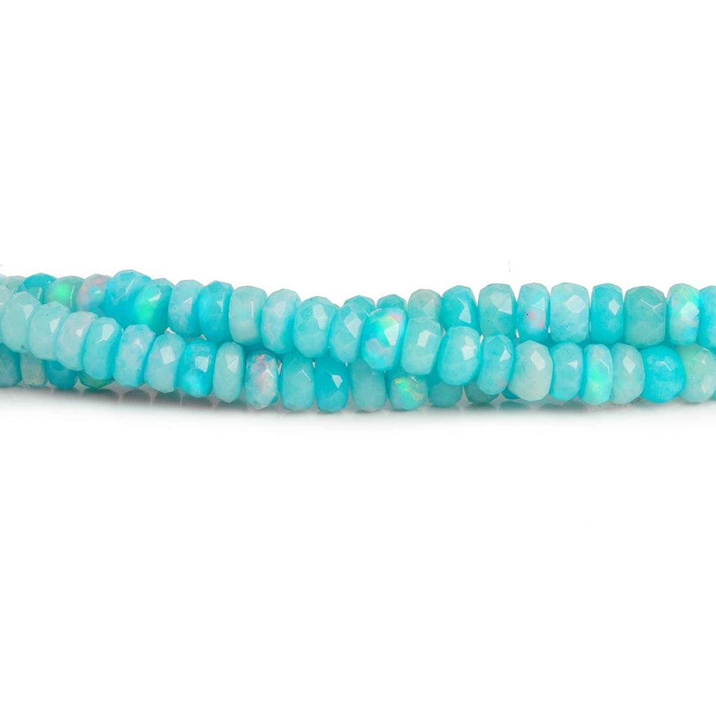 4.5mm Blue Ethiopian Opal Faceted Rondelles 16 inch 145 beads - The Bead Traders