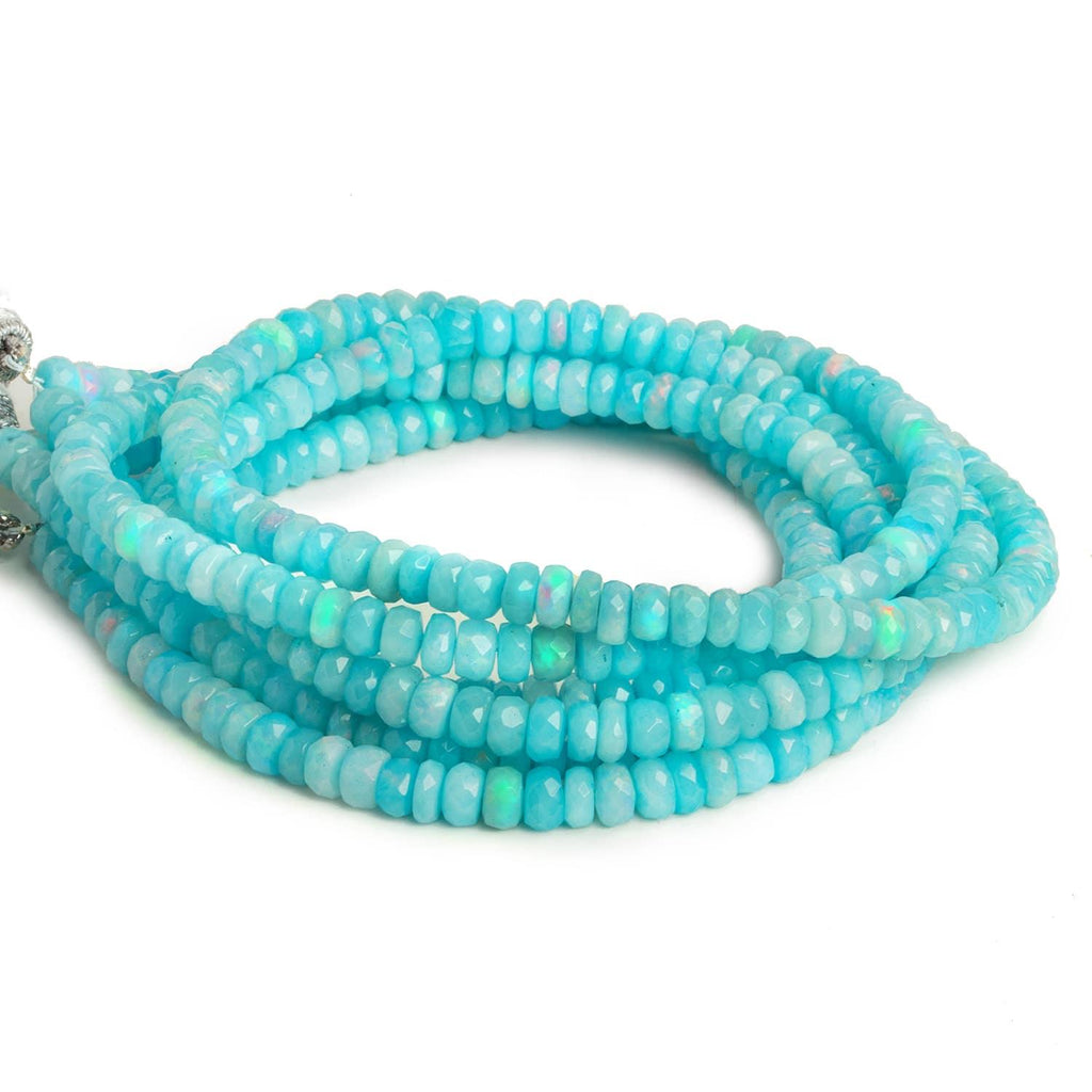 4.5mm Blue Ethiopian Opal Faceted Rondelles 16 inch 145 beads - The Bead Traders