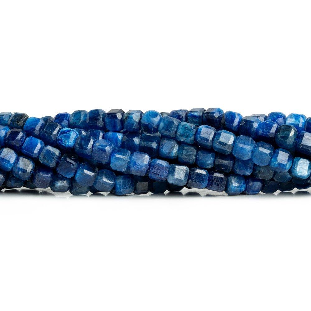 4.5mm Blue Kyanite Micro Faceted Cube Beads 15 inch 85 pieces - The Bead Traders