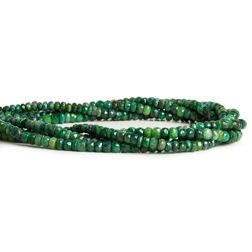 4.5mm Emerald Handcut Faceted Rondelle Beads 14 inch 115 pieces - The Bead Traders