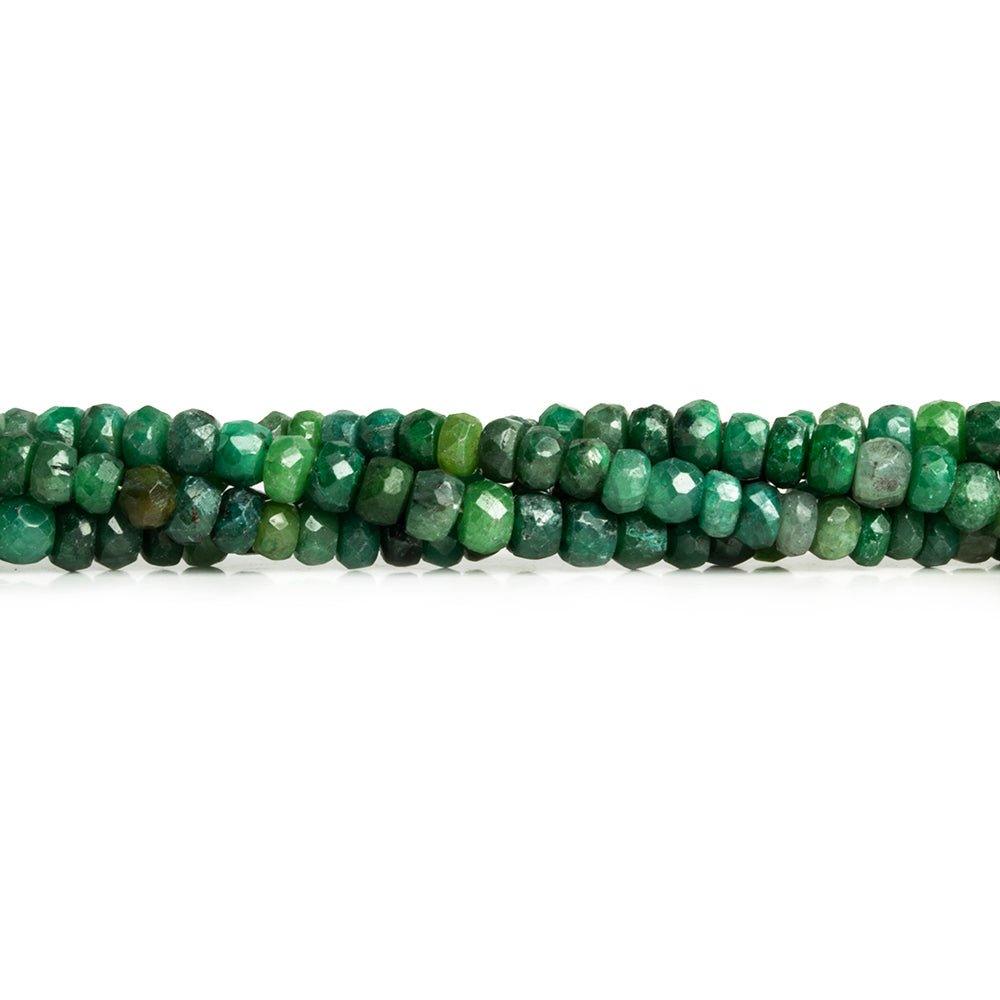 4.5mm Emerald Handcut Faceted Rondelle Beads 14 inch 115 pieces - The Bead Traders
