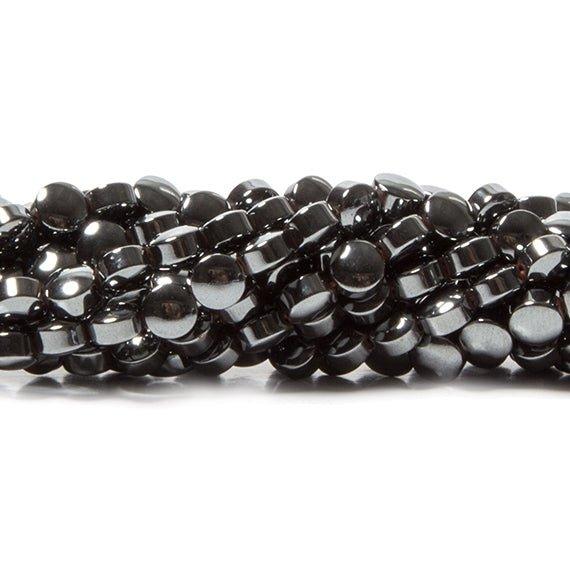 4.5mm Hematite plain coin 16 inch 92 Beads 1mm inside diameter - The Bead Traders