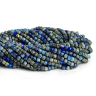 4.5mm Lapis Lazuli Microfaceted Cubes 15 inch 85 beads - The Bead Traders