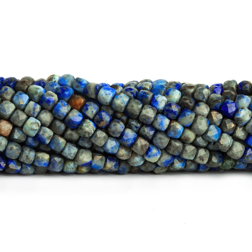 4.5mm Lapis Lazuli Microfaceted Cubes 15 inch 85 beads - The Bead Traders