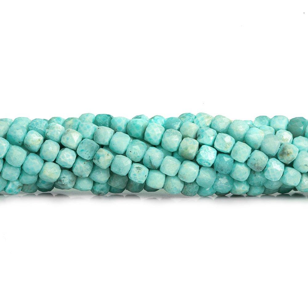 4.5mm Larimar Faceted Cube Beads 12 inch 70 pieces - The Bead Traders
