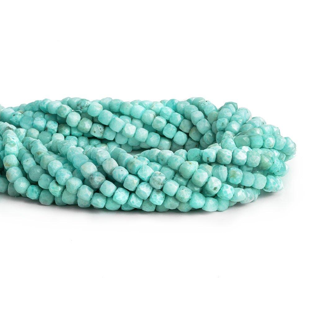 4.5mm Larimar Faceted Cube Beads 12 inch 70 pieces - The Bead Traders