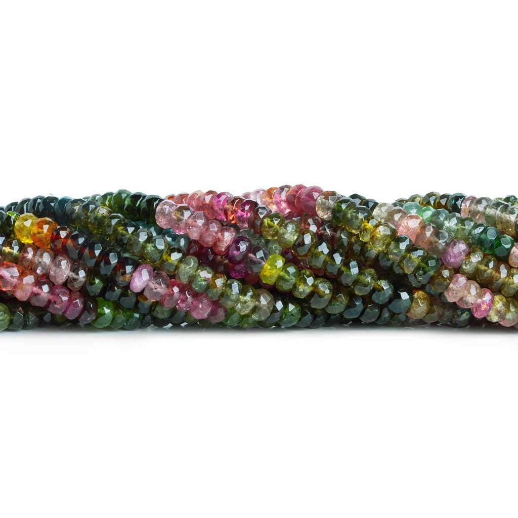 4.5mm Multi Color Tourmaline Faceted Rondelles 7 inch 75 pieces - The Bead Traders