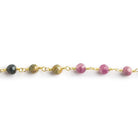 4.5mm Multi Tourmaline plain round Gold Chain by the foot 30 beads - The Bead Traders