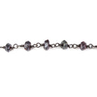 4.5mm Mystic Garnet faceted rondelle Black Gold Chain sold by the foot - The Bead Traders