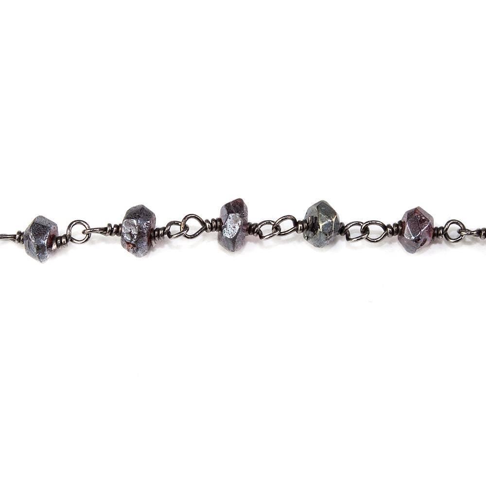 4.5mm Mystic Garnet faceted rondelle Black Gold Chain sold by the foot - The Bead Traders