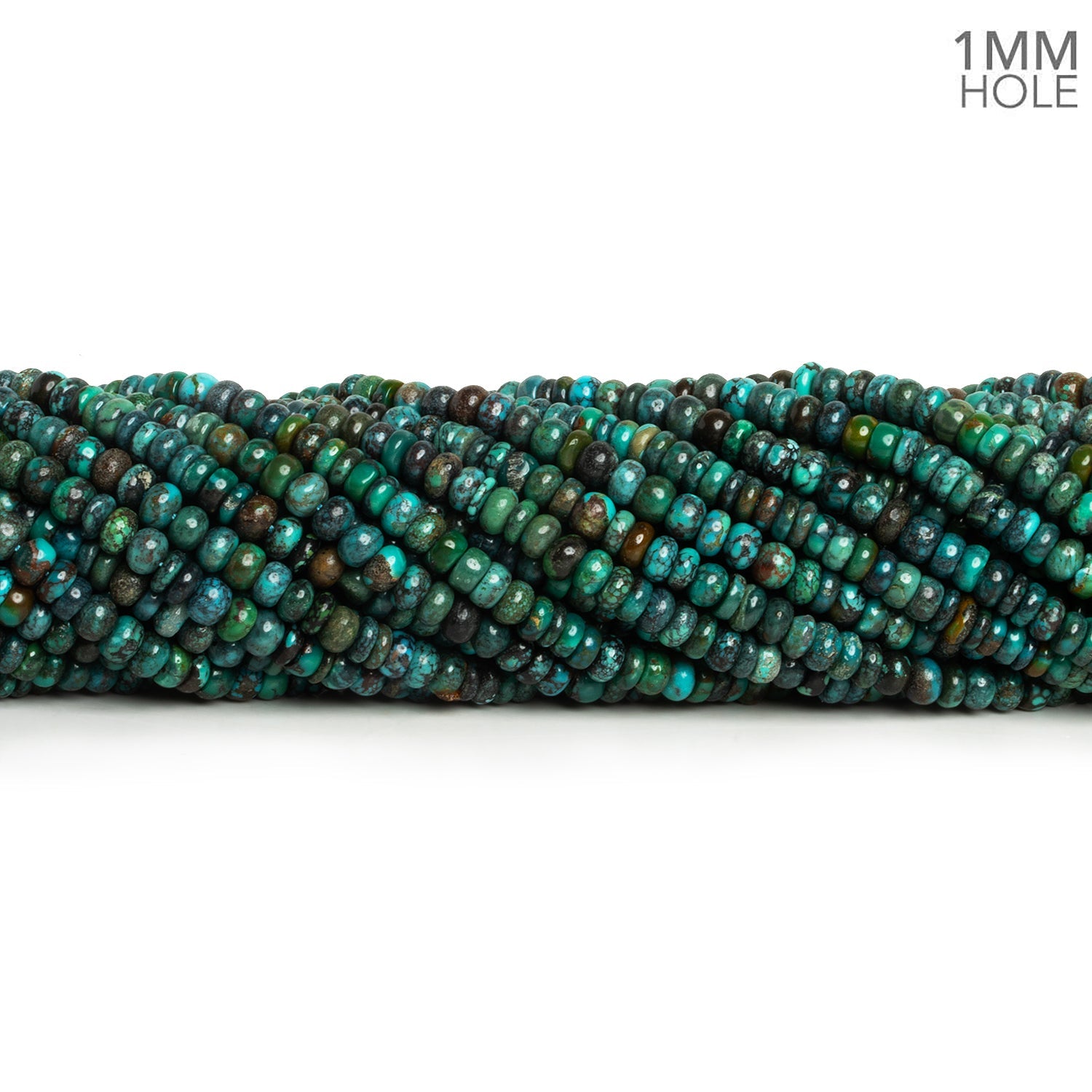 4.5mm Natural Hubei Turquoise Plain Rondelles 16 inch 140 beads - The Bead Traders