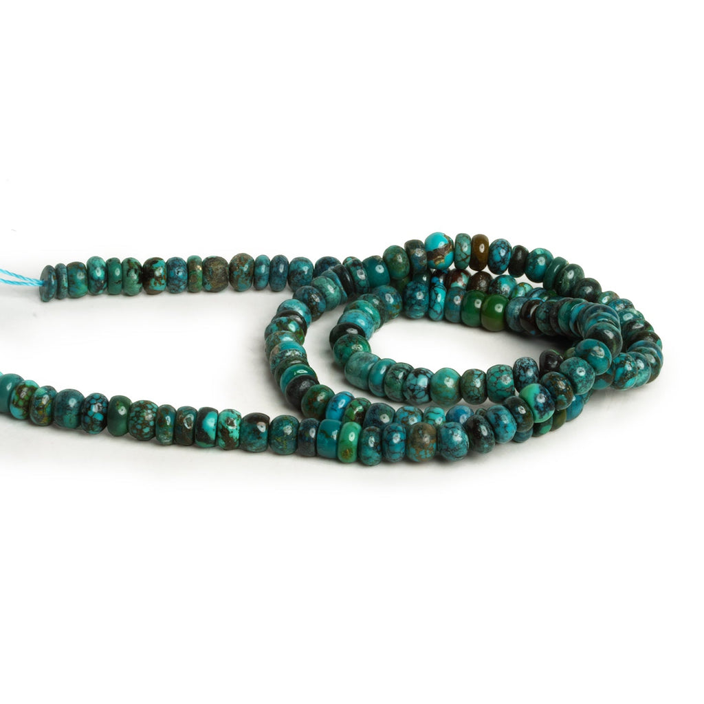 4.5mm Natural Hubei Turquoise Plain Rondelles 16 inch 140 beads - The Bead Traders