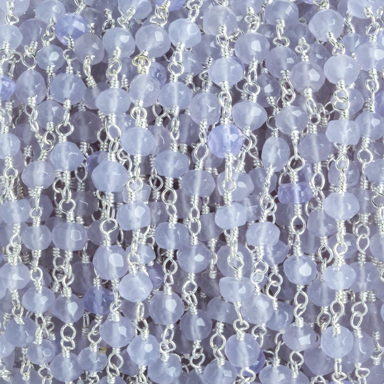 4.5mm Purple Chalcedony Rondelle Silver Chain 37 pieces - The Bead Traders