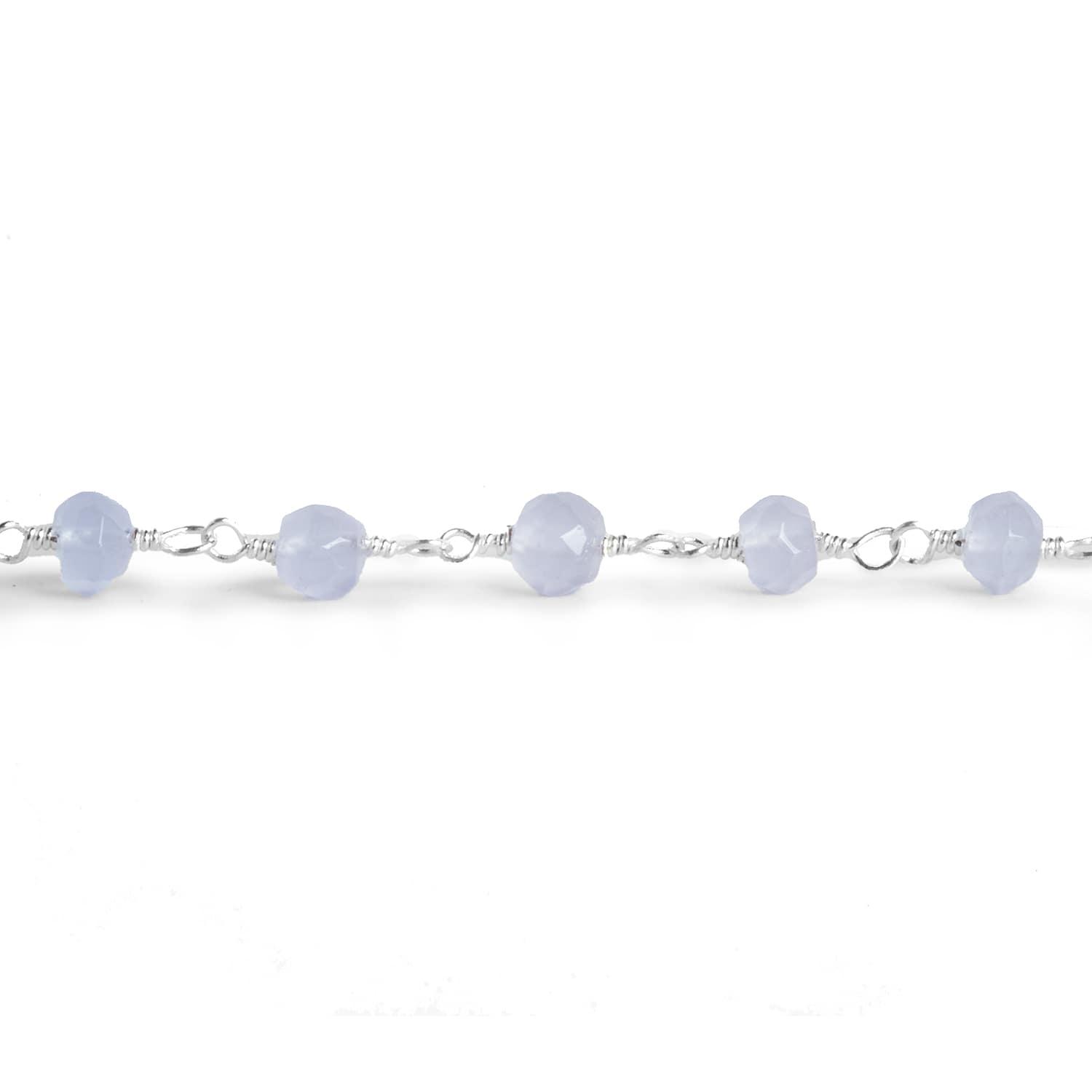 4.5mm Purple Chalcedony Rondelle Silver Chain 37 pieces - The Bead Traders