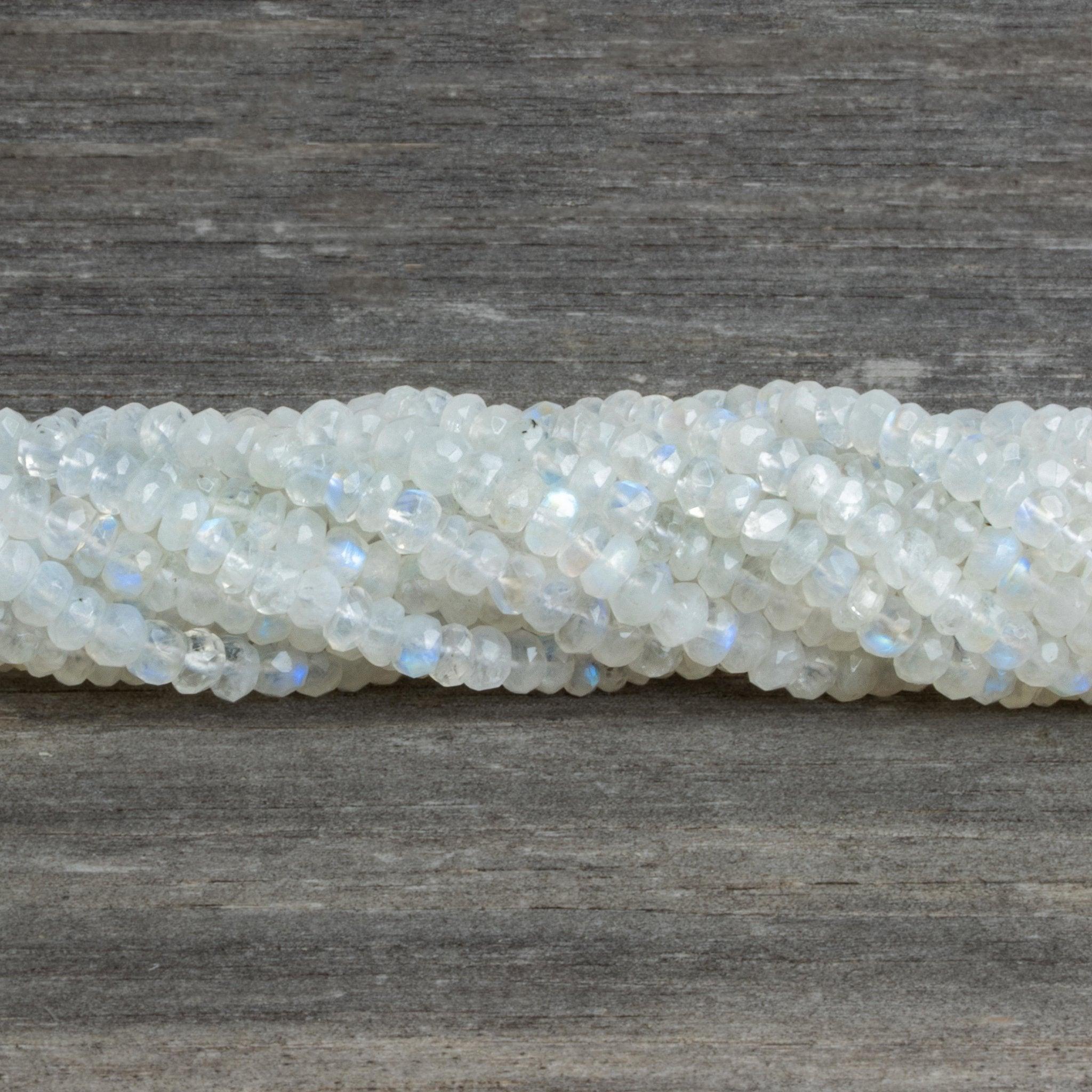 4.5mm Rainbow Moonstone Faceted Rondelles 14 inch 125 beads - The Bead Traders