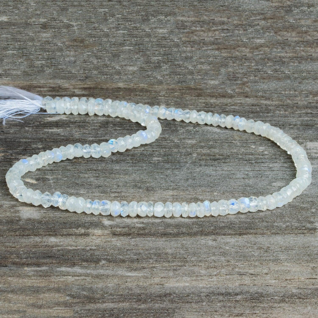 4.5mm Rainbow Moonstone Faceted Rondelles 14 inch 125 beads - The Bead Traders