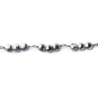 4.5mm Silver Metallic Crystal faceted coin Trio Black Gold Chain by the foot 48 beads per length - The Bead Traders