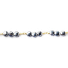 4.5mm Silver Metallic Crystal faceted coin Trio Gold Chain by the foot 48 beads per length - The Bead Traders