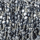 4.5mm Silver Metallic Crystal faceted coin Trio Silver Chain by the foot 48 beads per length - The Bead Traders