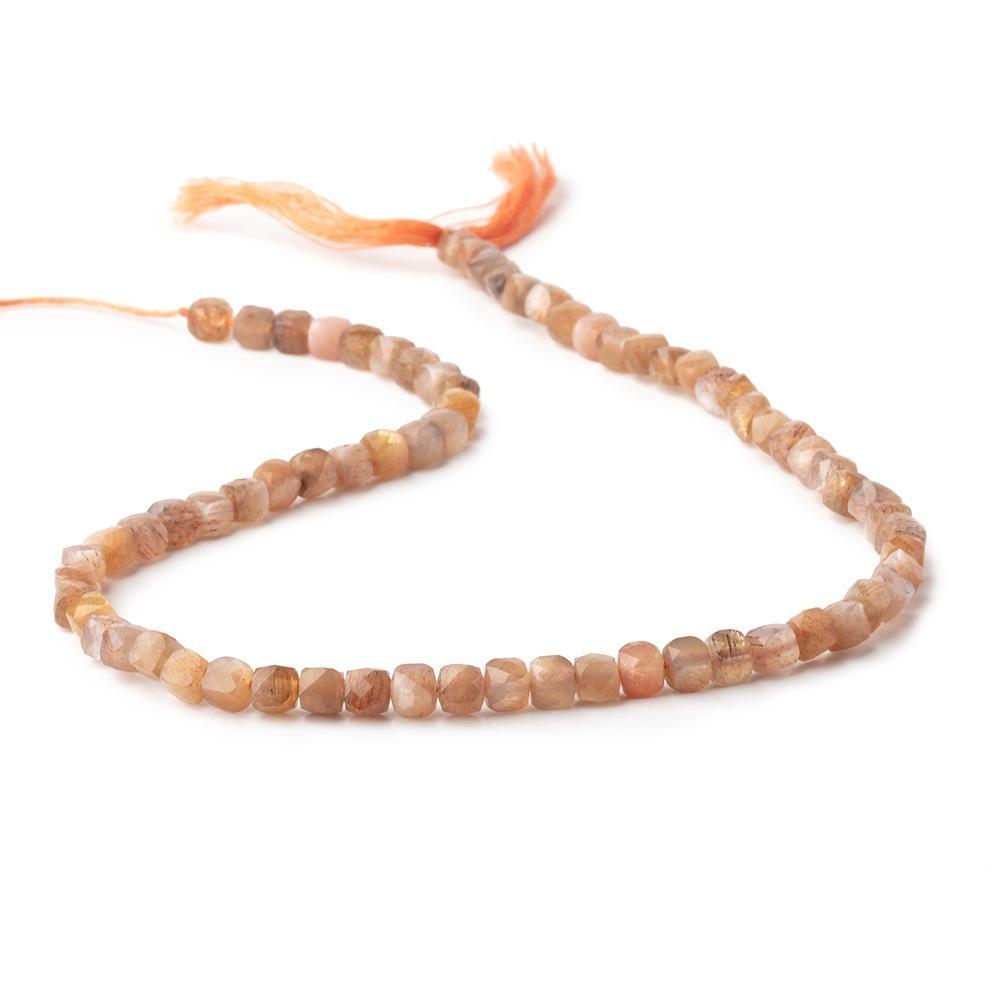 4.5mm Sunstone & Moonstone Micro Faceted Cube Beads 12 inch 70 pieces - The Bead Traders