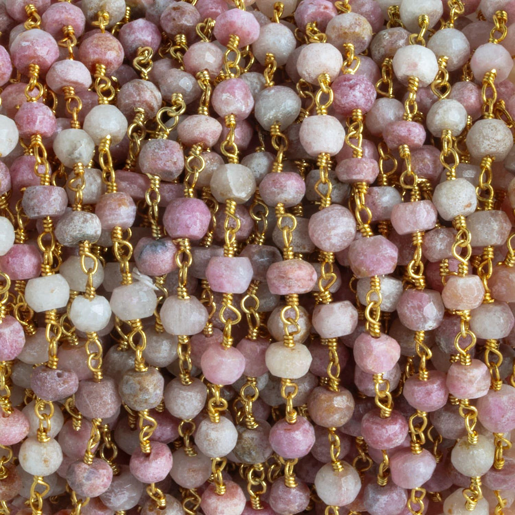 4.5mm Thulite Rondelle Gold Chain 34 pieces - The Bead Traders