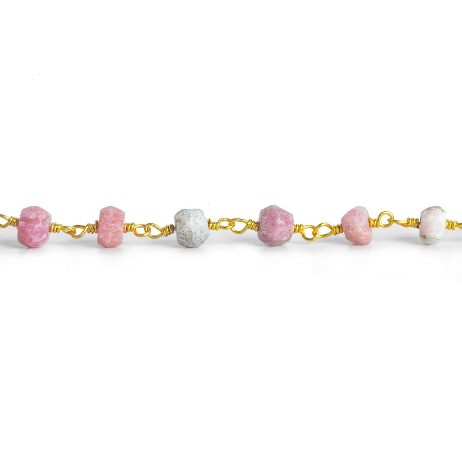 4.5mm Thulite Rondelle Gold Chain 34 pieces - The Bead Traders