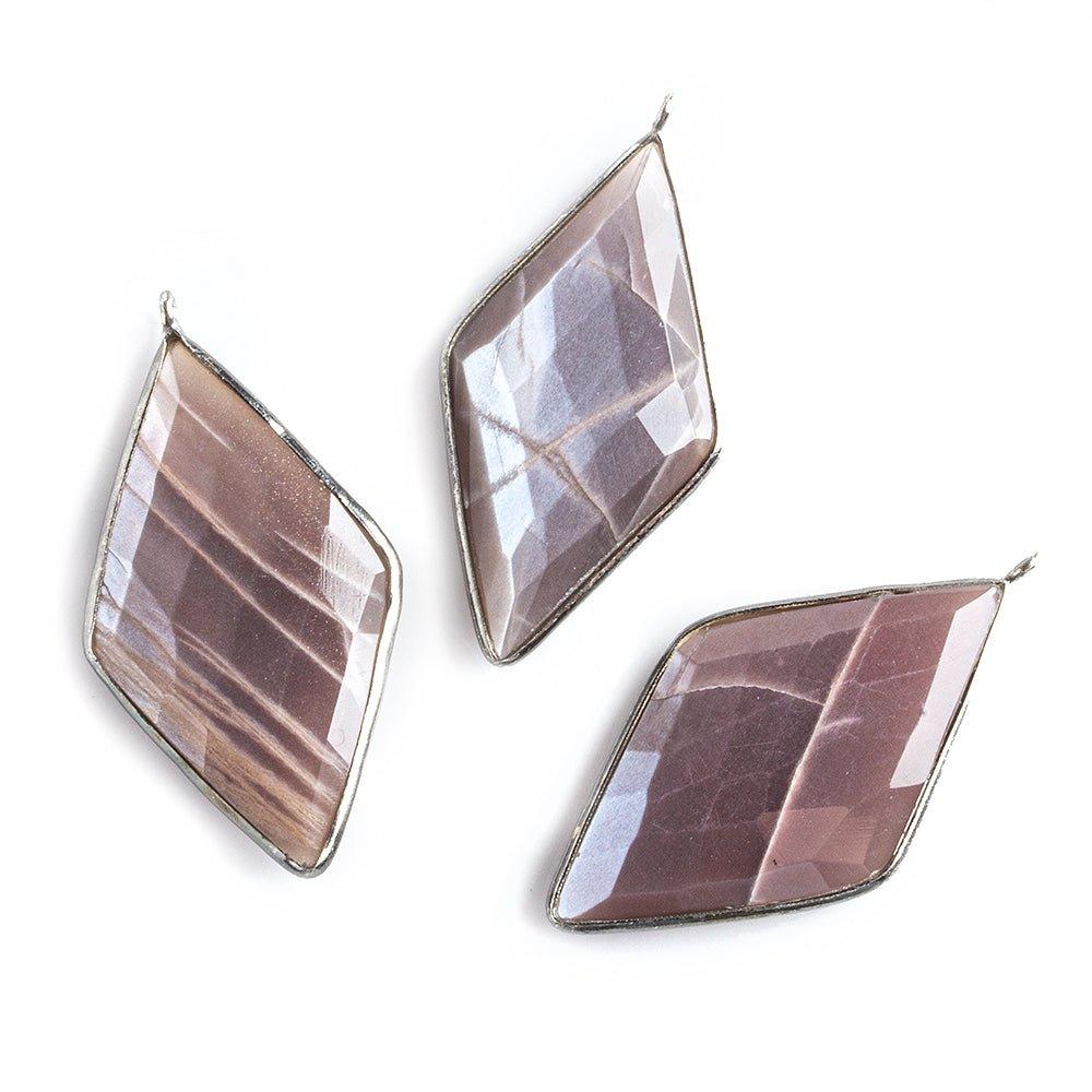 45x24mm Black Gold .925 Bezel Chocolate Moonstone faceted Kite Pendant 1 piece - The Bead Traders