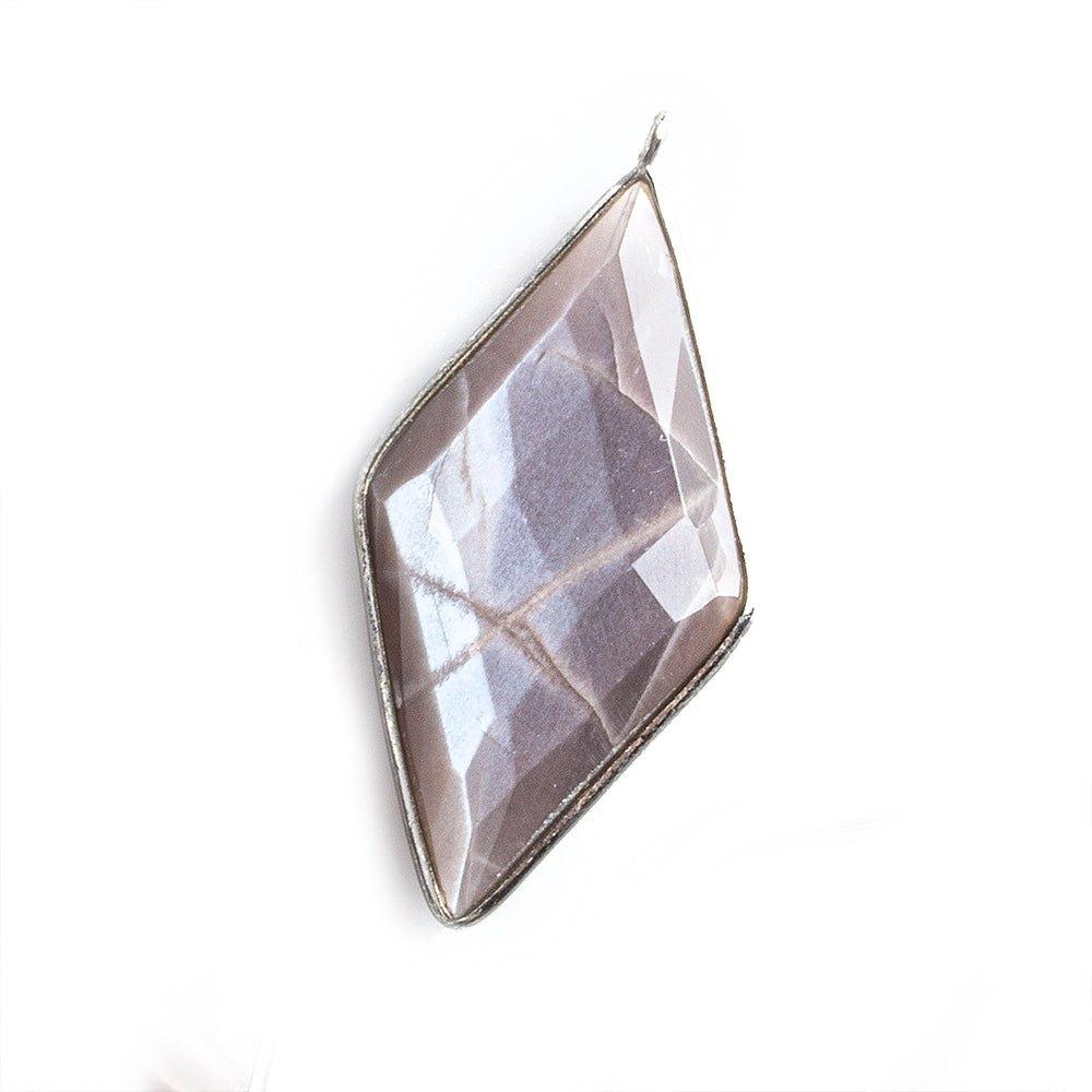 45x24mm Black Gold .925 Bezel Chocolate Moonstone faceted Kite Pendant 1 piece - The Bead Traders
