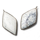 45x24mm Black Gold .925 Bezel Opaque Dendritic Opal faceted Kite Pendant 1 piece - The Bead Traders
