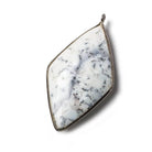 45x24mm Black Gold .925 Bezel Opaque Dendritic Opal faceted Kite Pendant 1 piece - The Bead Traders