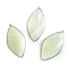 45x24mm Black Gold .925 Bezel White Moonstone faceted Kite Pendant 1 piece - The Bead Traders