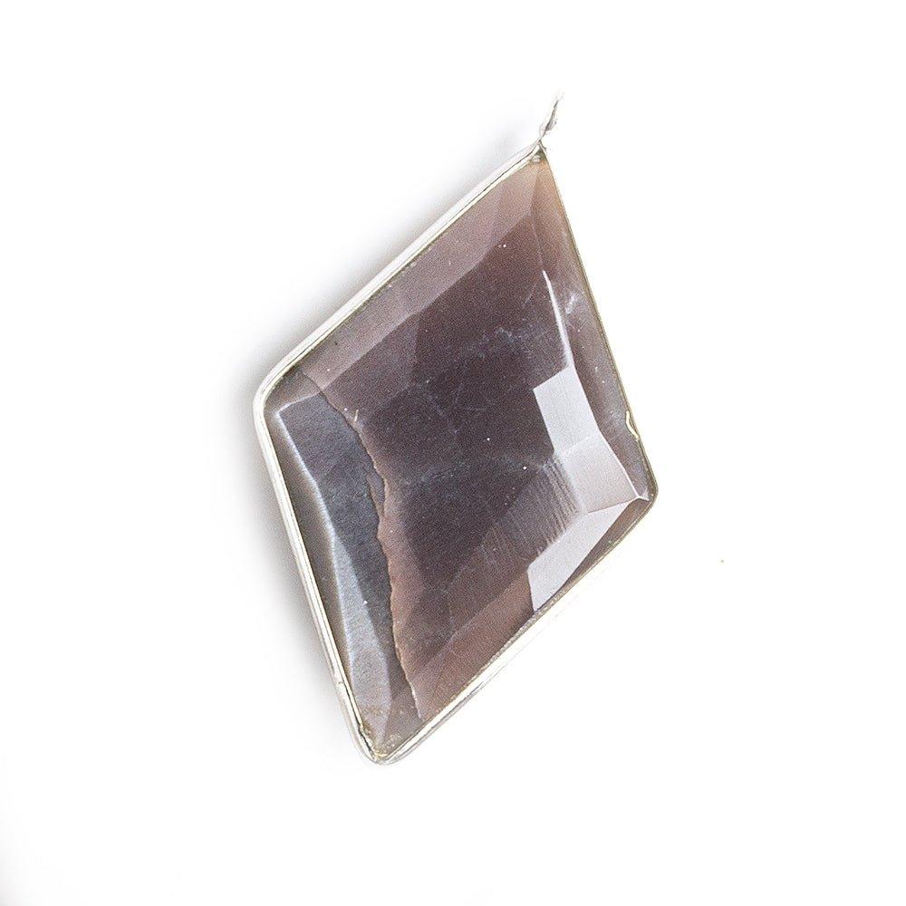 45x24mm Silver Bezel Chocolate Moonstone faceted Kite Pendant 1 piece - The Bead Traders