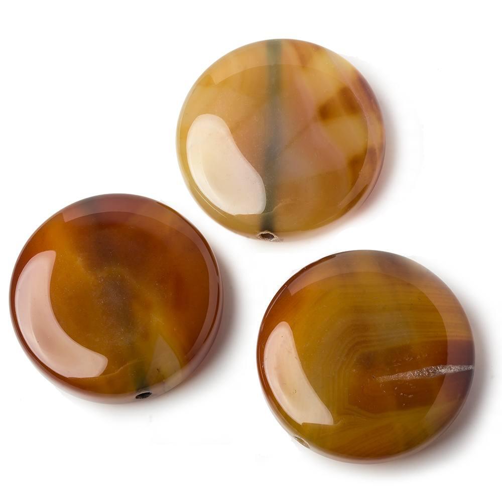 47mm Warm Brown Agate plain Coin Focal Beads 1 pieces - The Bead Traders