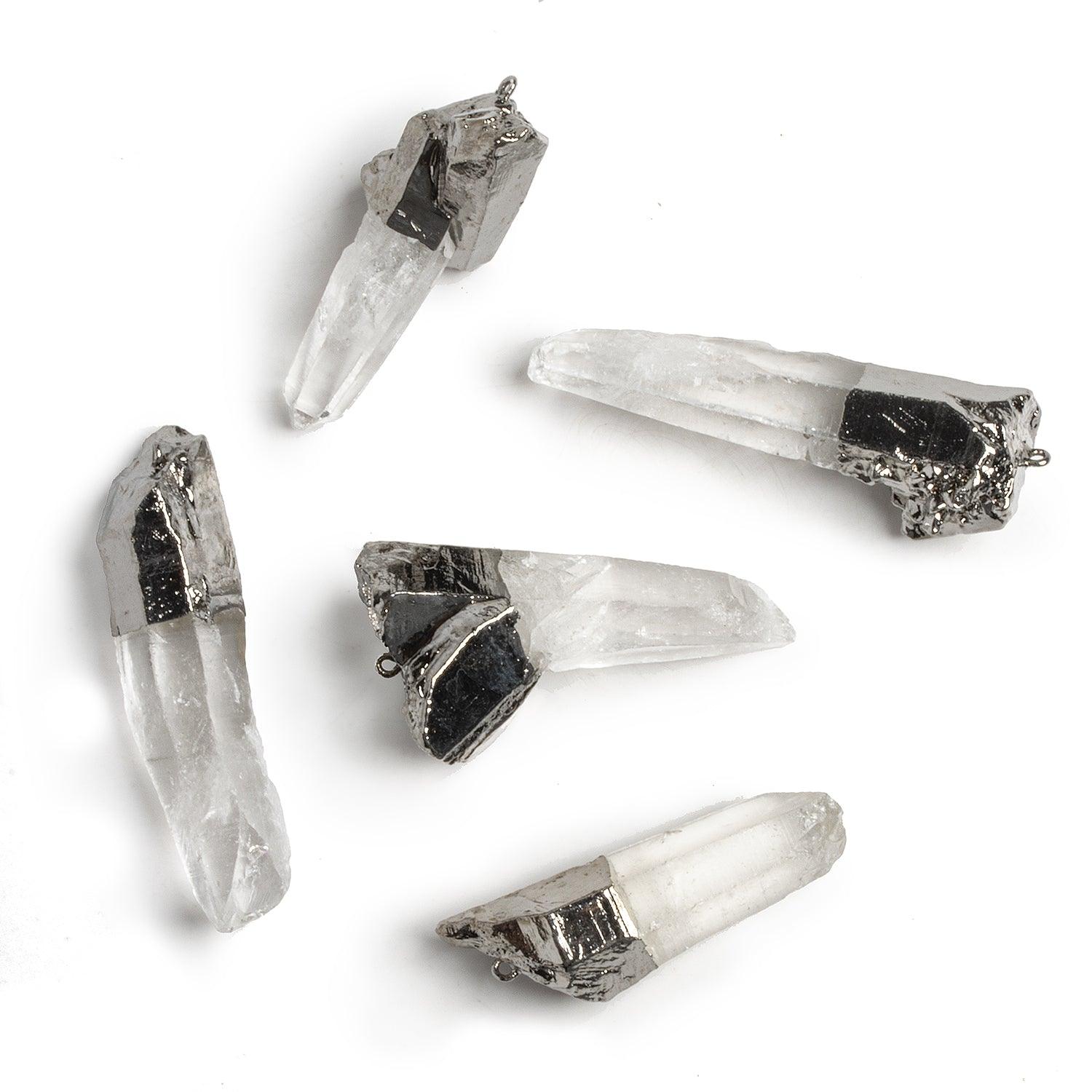 47x14mm Black Gold Leafed Crystal Quartz Natural Crystal Pendant - The Bead Traders