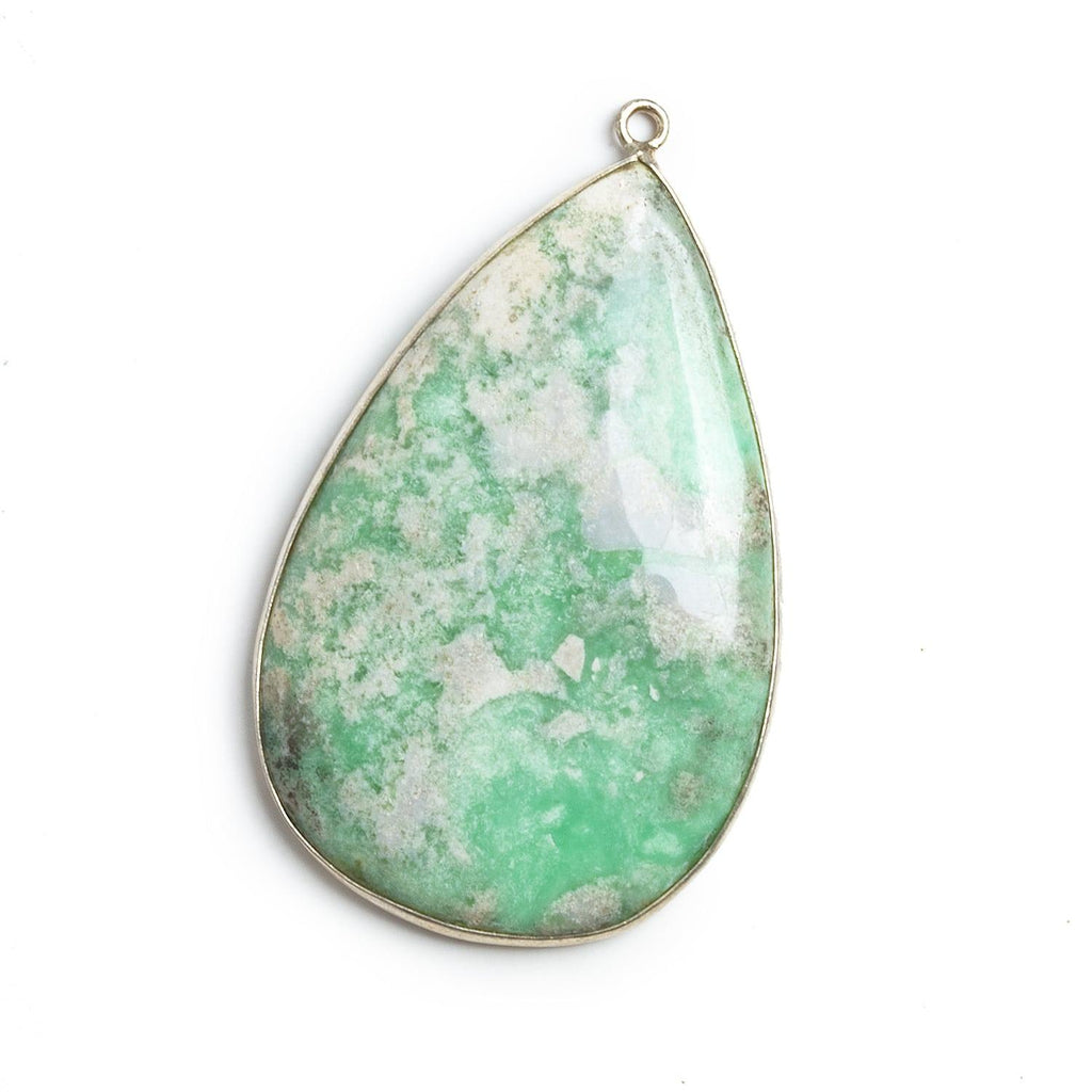 47x28mm Silver Bezeled Variscite Pear Pendant 1 bead - The Bead Traders