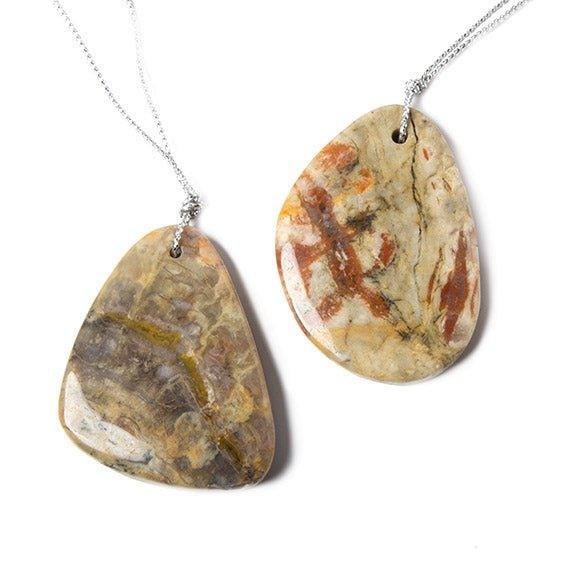 48x33mm Multi Color Sonoma Jasper front to back drilled Focal Pendant 1 piece - The Bead Traders