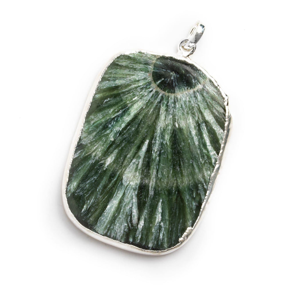 48x36mm Silver Leafed Seraphinite Rectangle Pendant 1 Piece - The Bead Traders