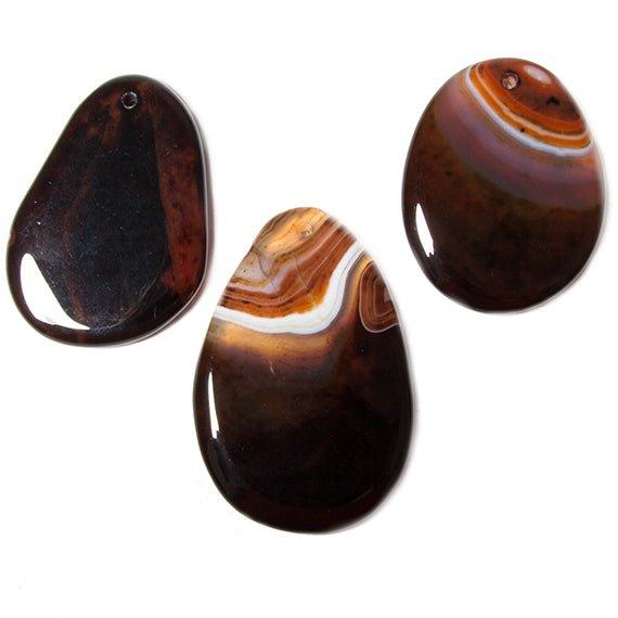 49x38mm Banded Agate Plain Focal Pendant Bead 1 piece - The Bead Traders