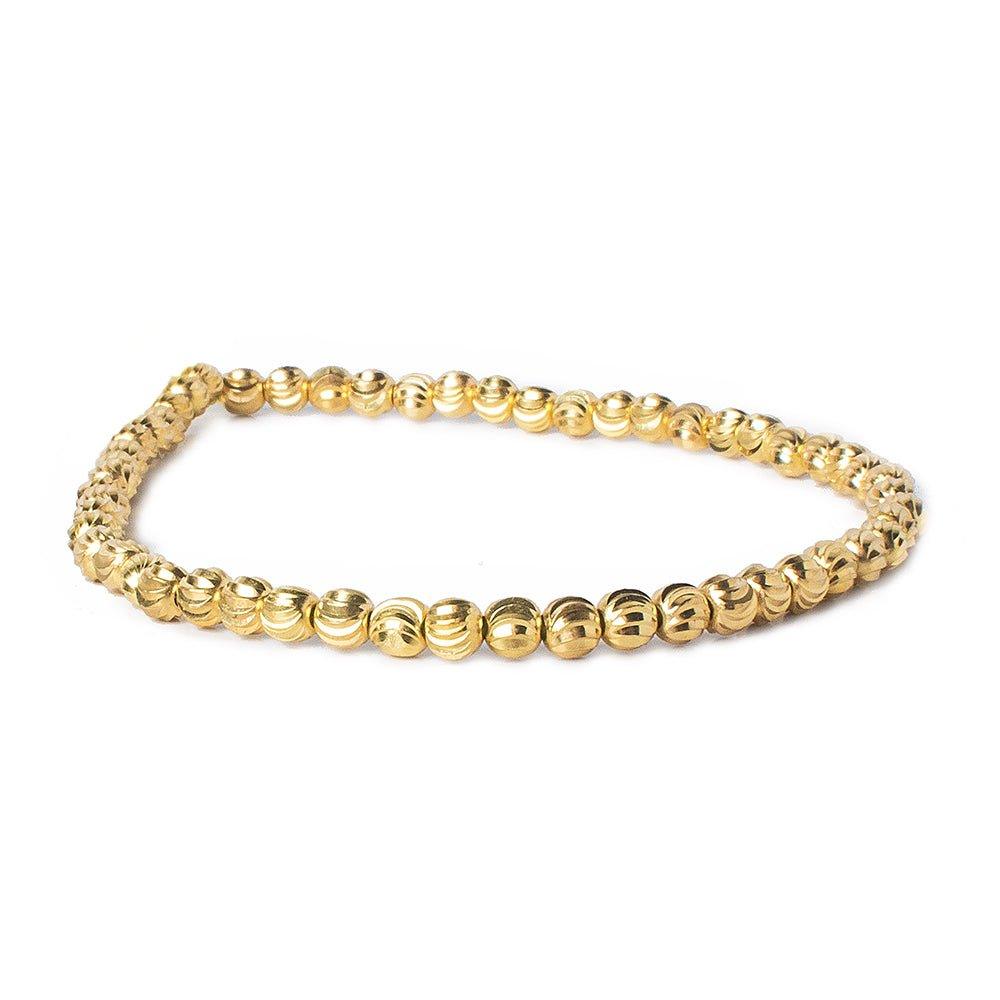 4mm 22kt Gold Plated Brass Diamond Cut Rounds Beads - The Bead Traders