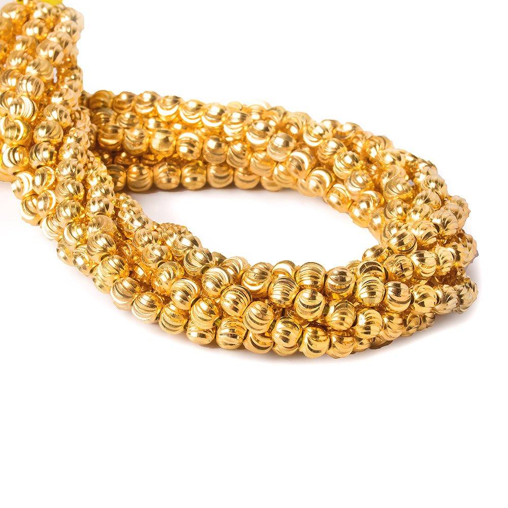 4mm 22kt Gold Plated Brass Diamond Cut Rounds Beads - The Bead Traders