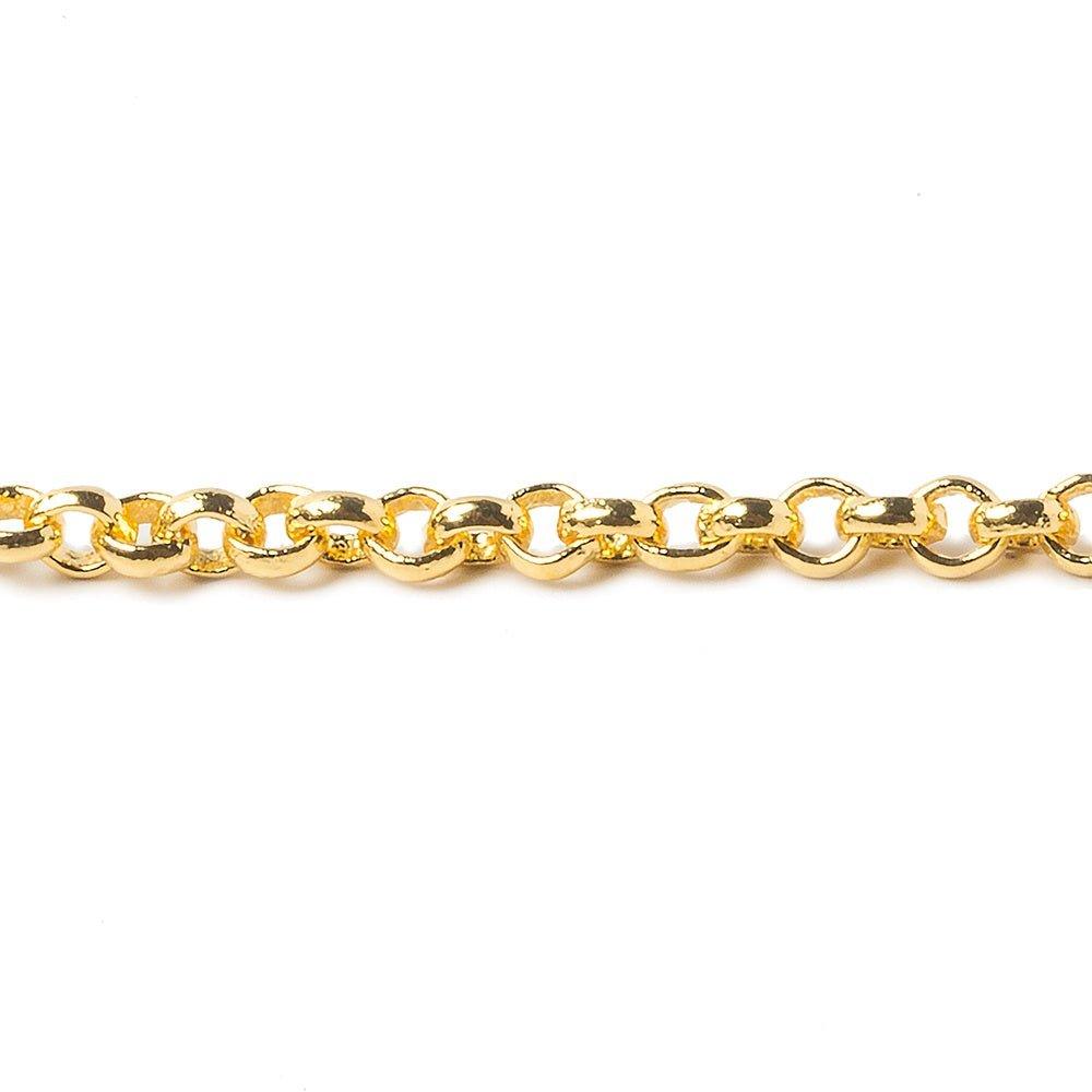 4mm 22kt Gold plated Rolo Link Chain by the foot - The Bead Traders